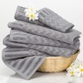 Hastings Home 6-Piece Cotton Deluxe Plush Bath Towel Set, Chevron Pattern Spa Luxury Decorative Towels (Silver) 327710SYF